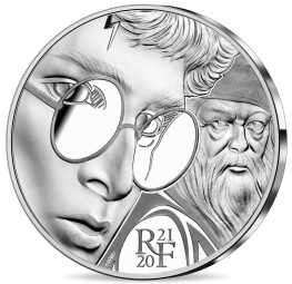 Harry Potter et Dumbledore, monnaie argent face